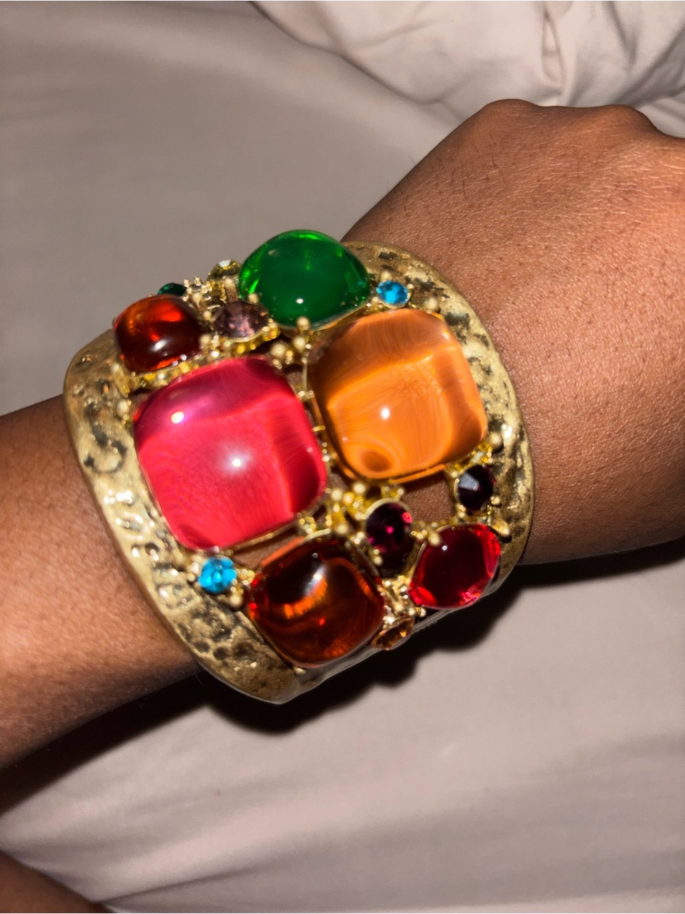 Multicolor Gemstone Statement Cuff Bracelet